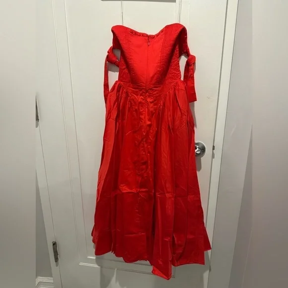 HOUSE OF CB Adabella Italian Tomato Cotton HalterSundress/Size XS - Picture 8 of 8